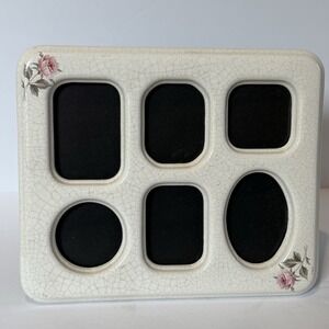 VTG Ceramic Floral 6 Photo Frame Pink Rose Cottagecore Romantic Feminine 90s 80s
